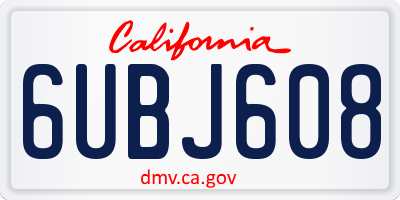 CA license plate 6UBJ608