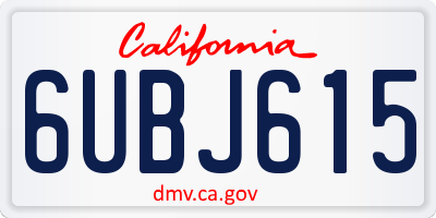 CA license plate 6UBJ615