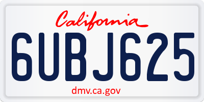 CA license plate 6UBJ625