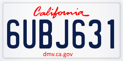 CA license plate 6UBJ631