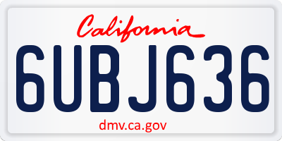 CA license plate 6UBJ636