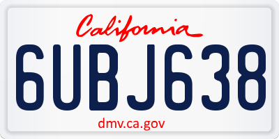 CA license plate 6UBJ638