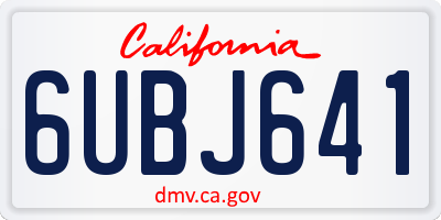 CA license plate 6UBJ641