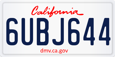CA license plate 6UBJ644