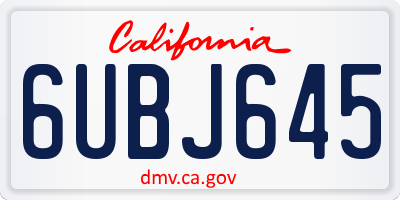 CA license plate 6UBJ645