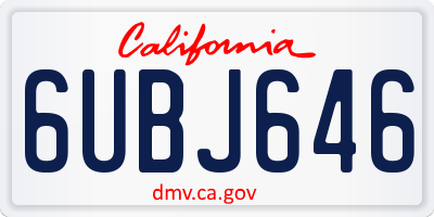 CA license plate 6UBJ646