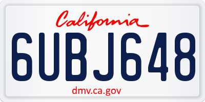 CA license plate 6UBJ648