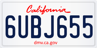 CA license plate 6UBJ655