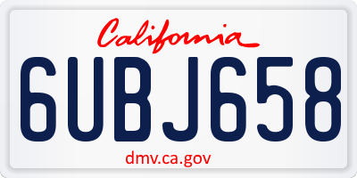 CA license plate 6UBJ658