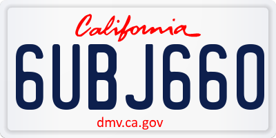 CA license plate 6UBJ660