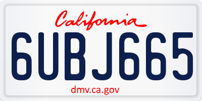 CA license plate 6UBJ665