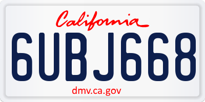 CA license plate 6UBJ668