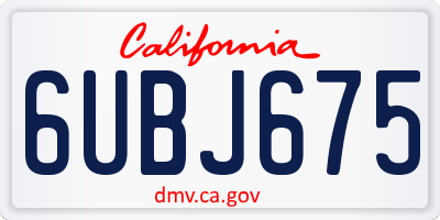 CA license plate 6UBJ675