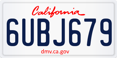 CA license plate 6UBJ679