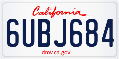 CA license plate 6UBJ684