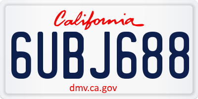 CA license plate 6UBJ688