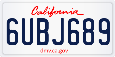 CA license plate 6UBJ689