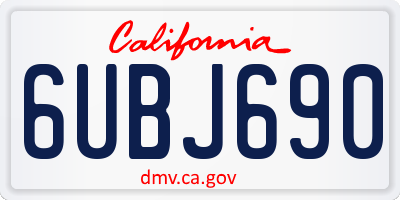 CA license plate 6UBJ690