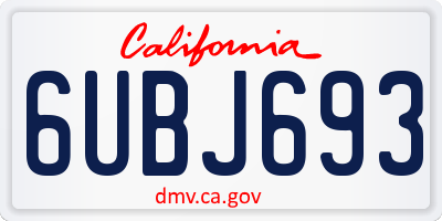 CA license plate 6UBJ693