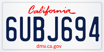CA license plate 6UBJ694