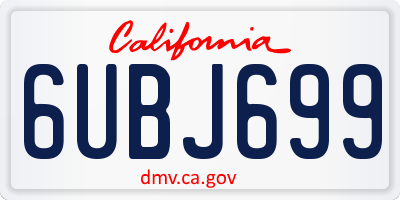 CA license plate 6UBJ699