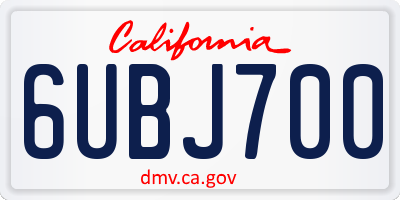 CA license plate 6UBJ700