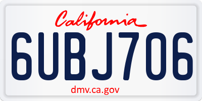 CA license plate 6UBJ706