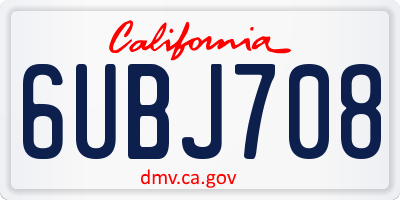 CA license plate 6UBJ708