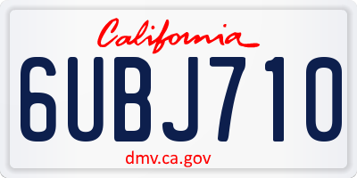 CA license plate 6UBJ710