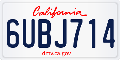 CA license plate 6UBJ714