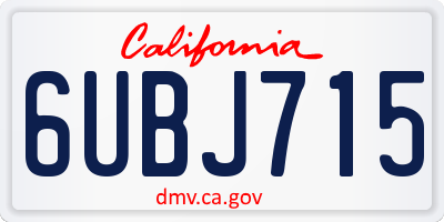 CA license plate 6UBJ715