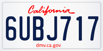 CA license plate 6UBJ717