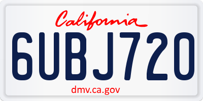 CA license plate 6UBJ720