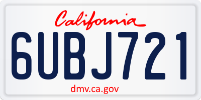 CA license plate 6UBJ721