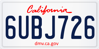 CA license plate 6UBJ726
