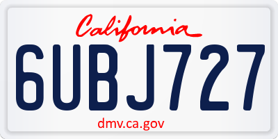 CA license plate 6UBJ727