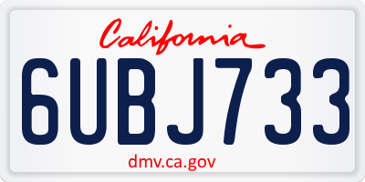 CA license plate 6UBJ733