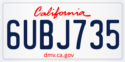 CA license plate 6UBJ735
