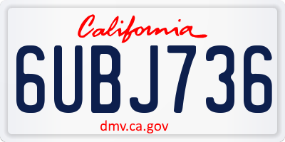 CA license plate 6UBJ736