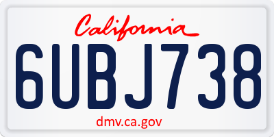 CA license plate 6UBJ738