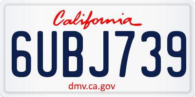 CA license plate 6UBJ739
