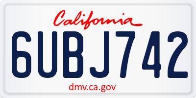 CA license plate 6UBJ742