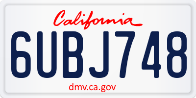 CA license plate 6UBJ748