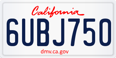 CA license plate 6UBJ750