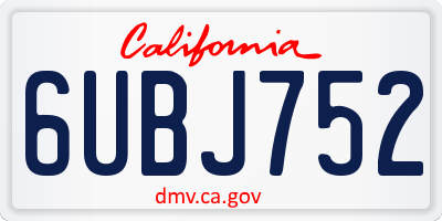 CA license plate 6UBJ752