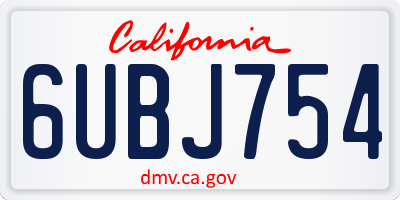 CA license plate 6UBJ754
