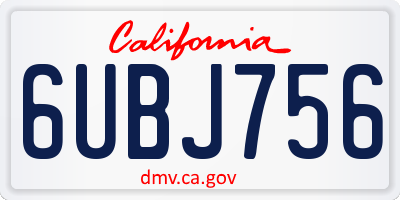 CA license plate 6UBJ756