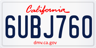CA license plate 6UBJ760