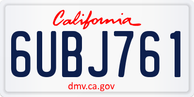 CA license plate 6UBJ761