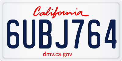 CA license plate 6UBJ764